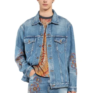 Embroidered Flowers Denim Jacket