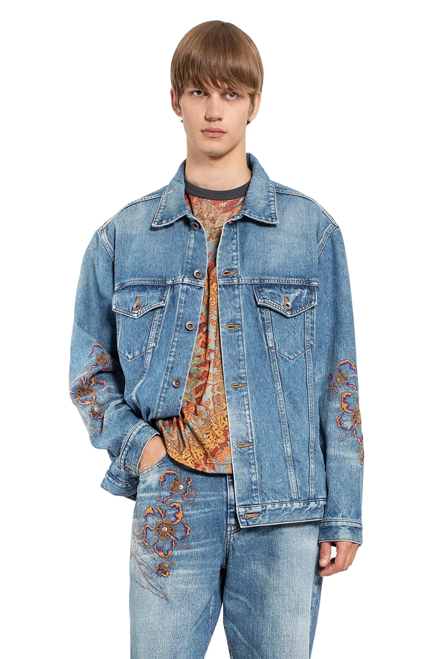 Embroidered Flowers Denim Jacket