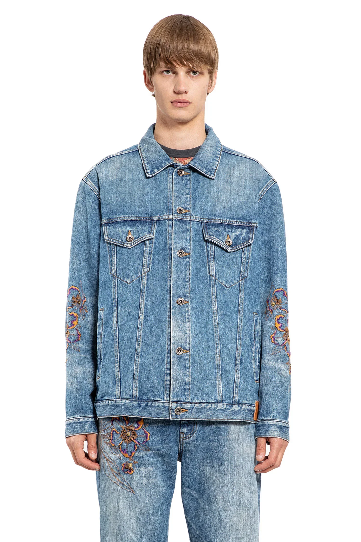 Embroidered Flowers Denim Jacket - immagine 3