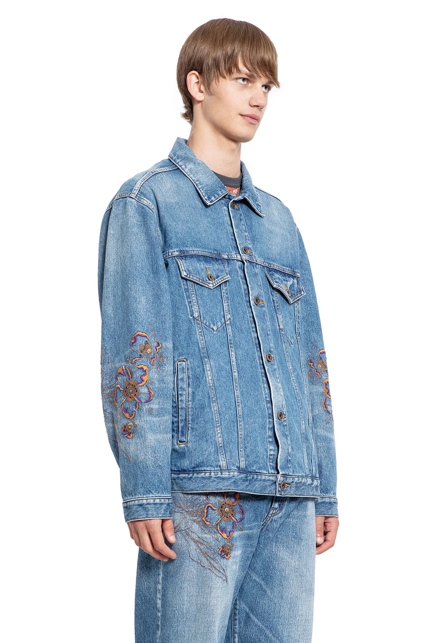 Embroidered Flowers Denim Jacket - immagine 4