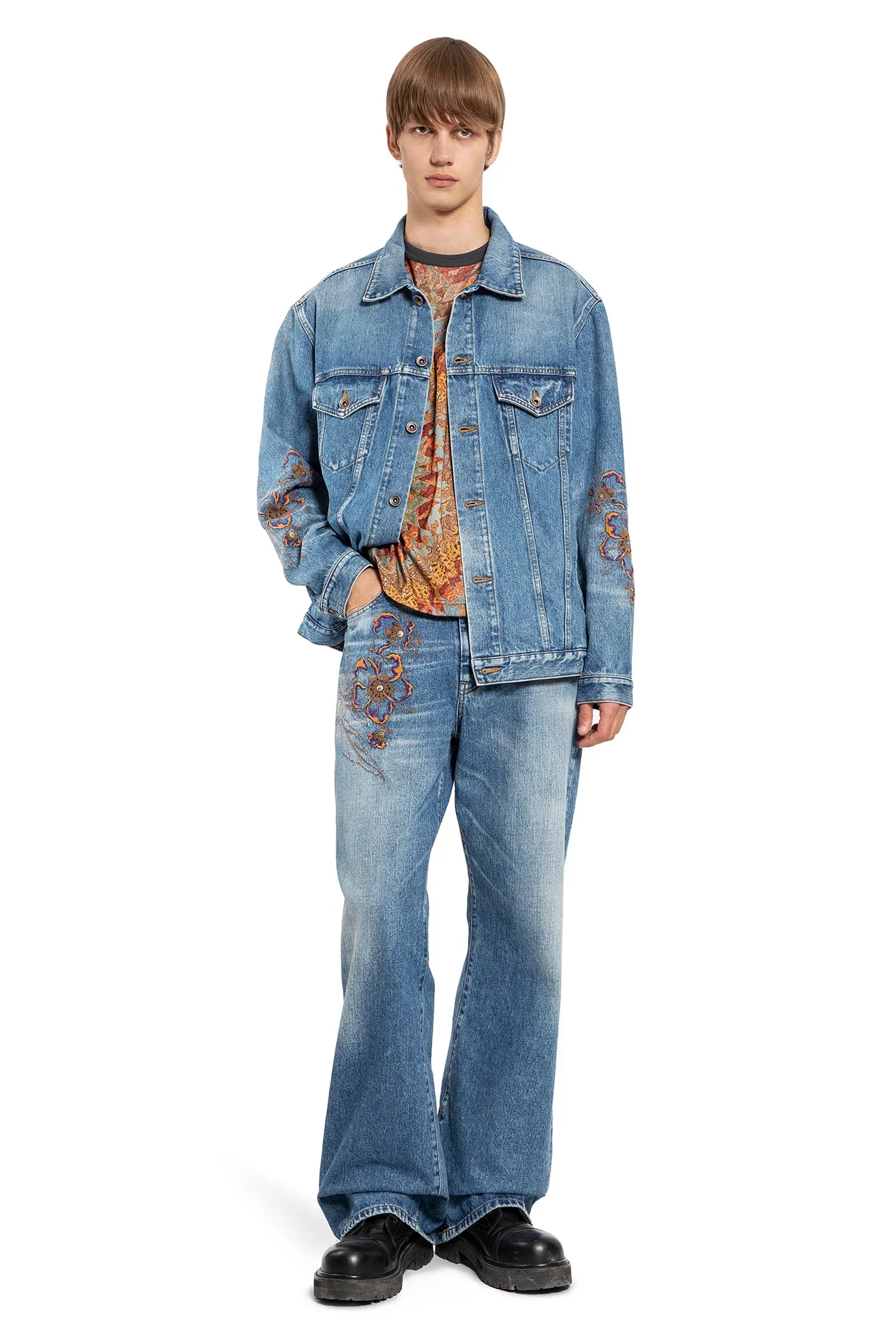 Embroidered Flowers Denim Jacket - immagine 6