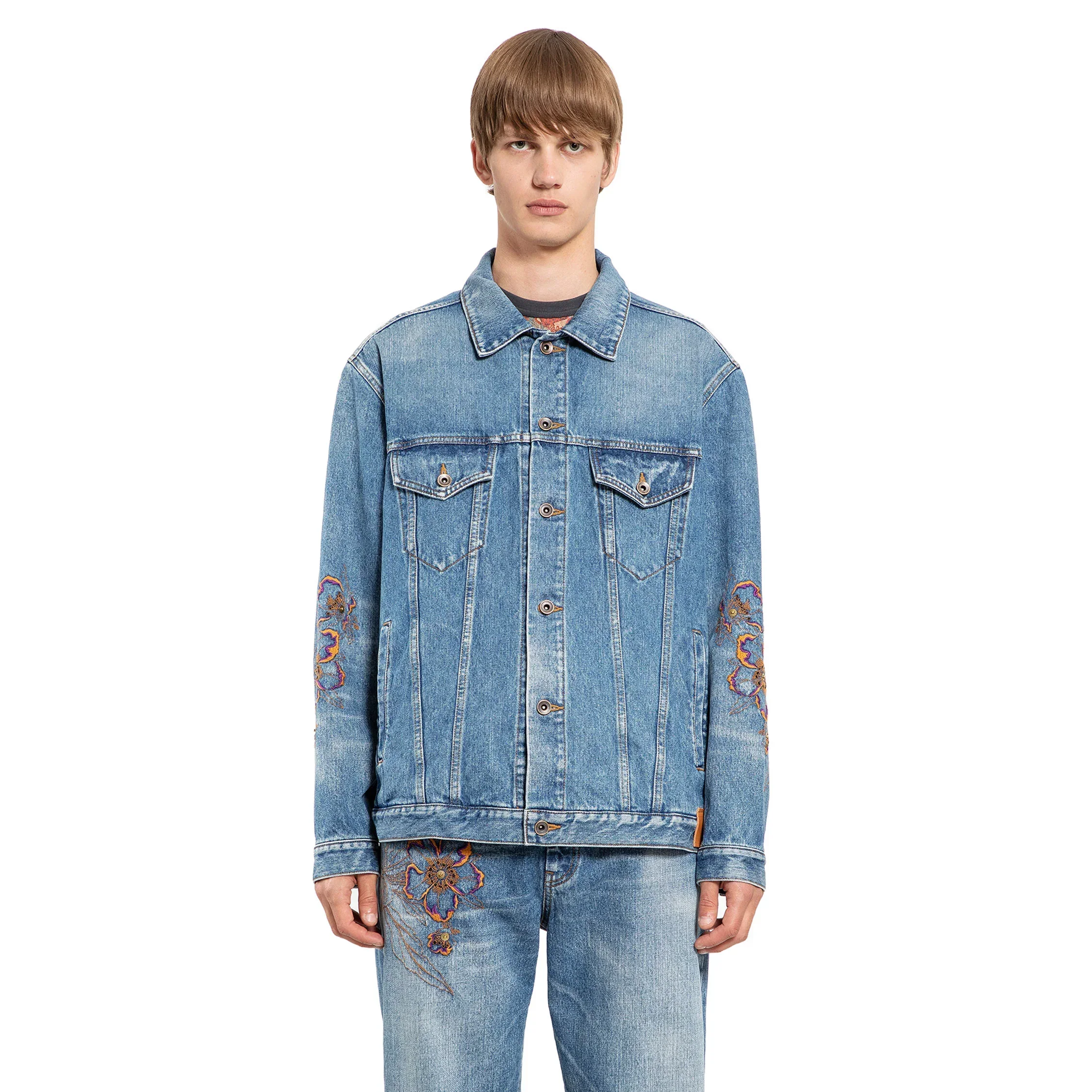 Embroidered Flowers Denim Jacket - immagine 7