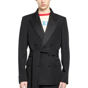 Double-Breasted Wool Blazer with Belt